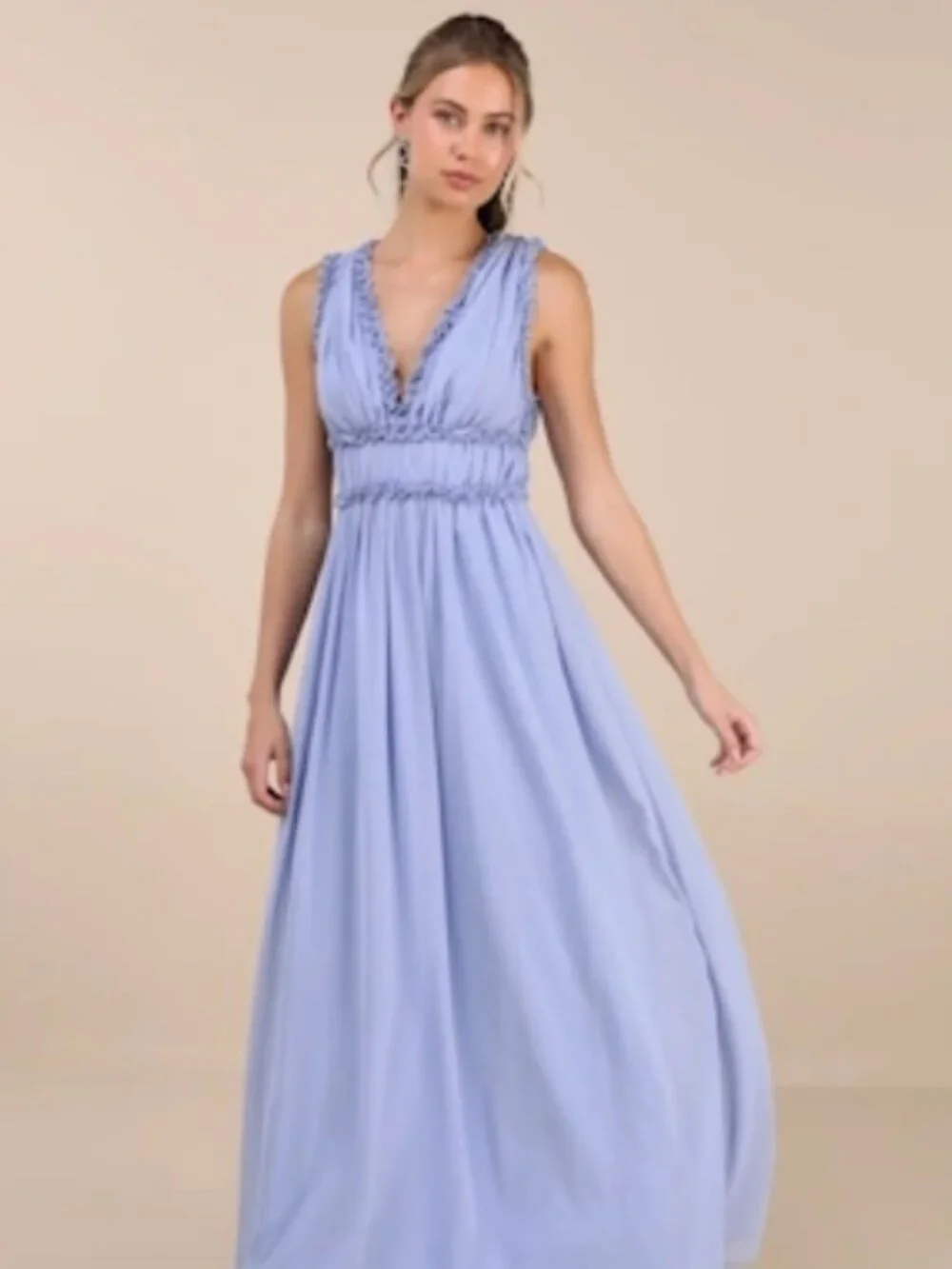 Lulus Helvia Light Blue Ruffled Sleevelessl Maxi Dress - Picture 1 of 3
